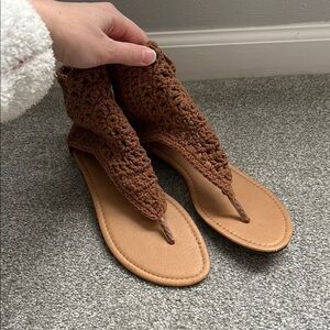 Brown Crochet Women's Sandals